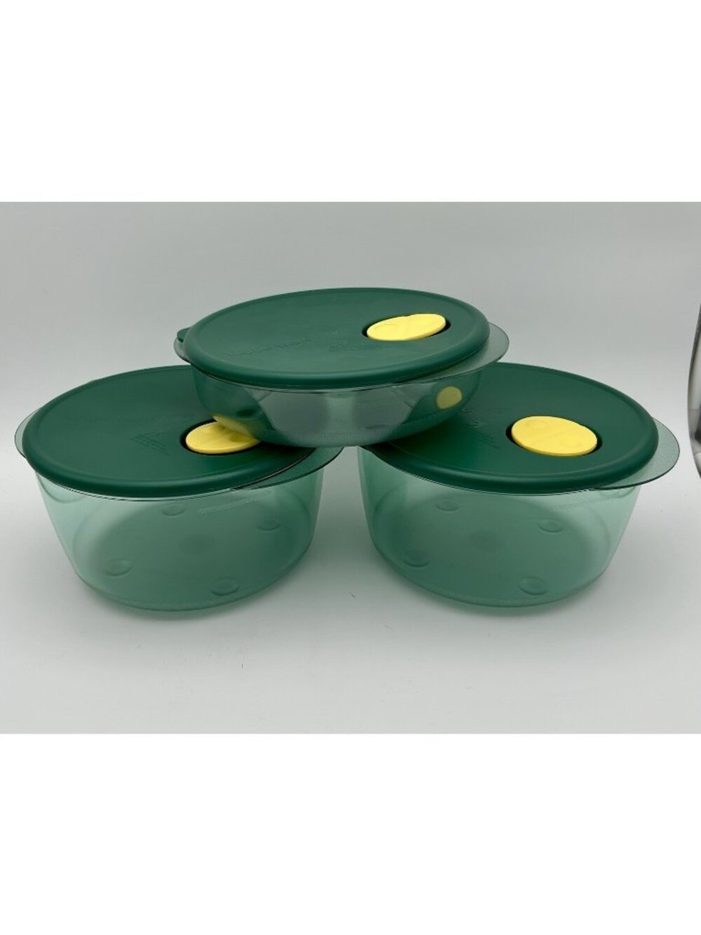 NEW-Set of 3 Tupperware Rock-N-Serve Bowls w/Lids- Green- #3704A(2) #3703A(1)